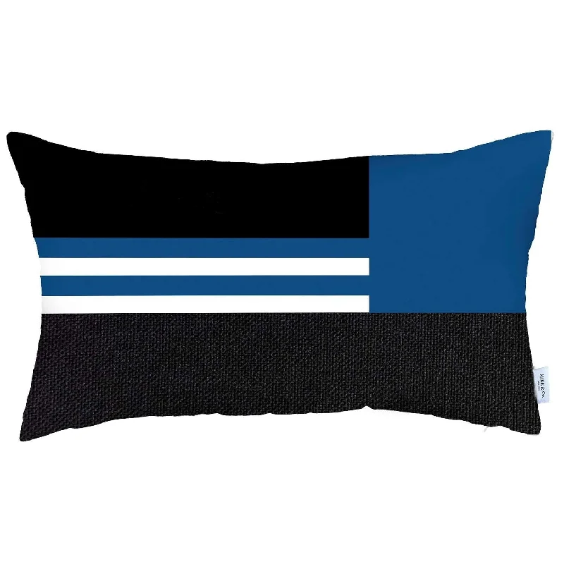 Velvet Pillows for a Touch of EleganceTravel Pillows for Long Journeys12" X 20" Blue Striped Zippered Handmade Polyester Lumbar Pillow Cover Velvet Pillows for a Touch of EleganceTravel Pillows for Long Journeys12" X 20" Blue Striped Zippered Handmade Polyester Lumbar Pillow Cover