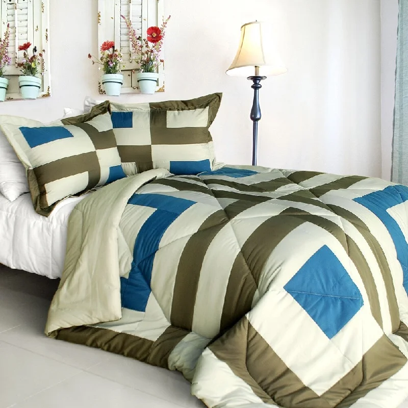 Full - size comforters suitable for full - sized beds in guest rooms or small bedroomsSo Young Quilted Patchwork Down Alternative Comforter Set (Queen Size)