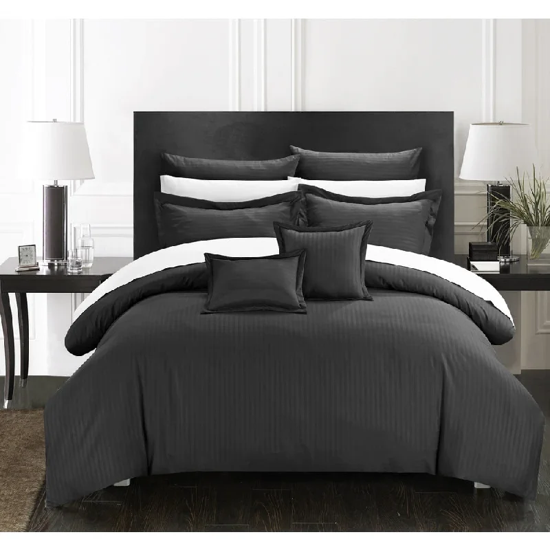 King - size comforters to fit large king - sized beds perfectlyChic Home 11-Piece Keynes Jacquard Black Striped Comforter Set King - size comforters to fit large king - sized beds perfectlyChic Home 11-Piece Keynes Jacquard Black Striped Comforter Set