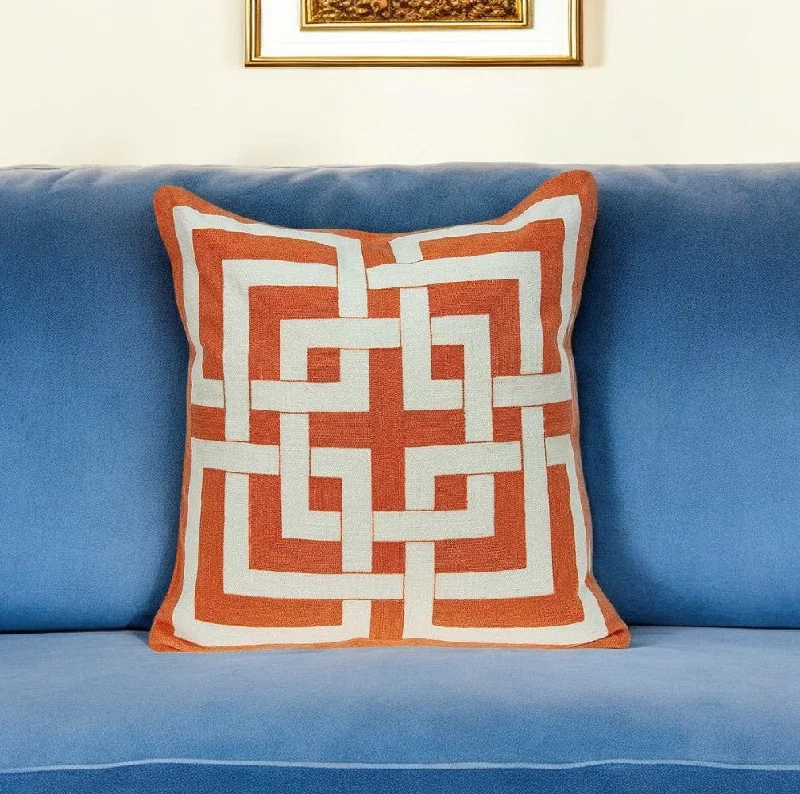 Feather Pillows for a Luxurious SleepCooling Pillows for Hot Sleepers20" X 7" X 20" Transitional Orange And Off White Pillow Cover With Poly Insert Feather Pillows for a Luxurious SleepCooling Pillows for Hot Sleepers20" X 7" X 20" Transitional Orange And Off White Pillow Cover With Poly Insert