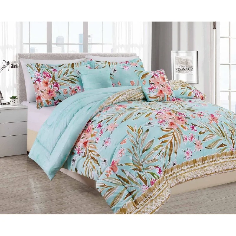 Down - filled comforters for supreme warmth and lightnessBARBARIAN by Barbra Ignatiev Digital Printed Nuevo Vallarta 4/5pc Comforter Set Down - filled comforters for supreme warmth and lightnessBARBARIAN by Barbra Ignatiev Digital Printed Nuevo Vallarta 4/5pc Comforter Set