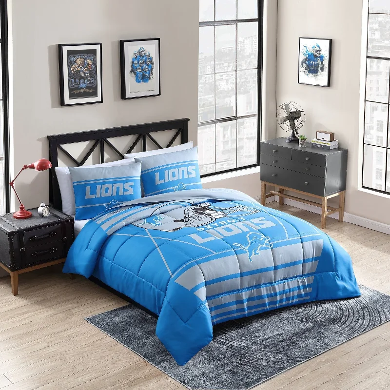 Cotton - filled comforters for a breathable and natural sleep experienceDetroit Lions NFL Licensed "Crosser" Comforter & Sham Set Cotton - filled comforters for a breathable and natural sleep experienceDetroit Lions NFL Licensed "Crosser" Comforter & Sham Set