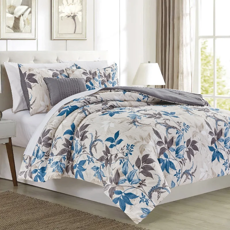Synthetic - filled comforters like polyester for affordability and hypoallergenic propertiesDarcy Leaves 5-piece Comforter Set Teal Synthetic - filled comforters like polyester for affordability and hypoallergenic propertiesDarcy Leaves 5-piece Comforter Set Teal