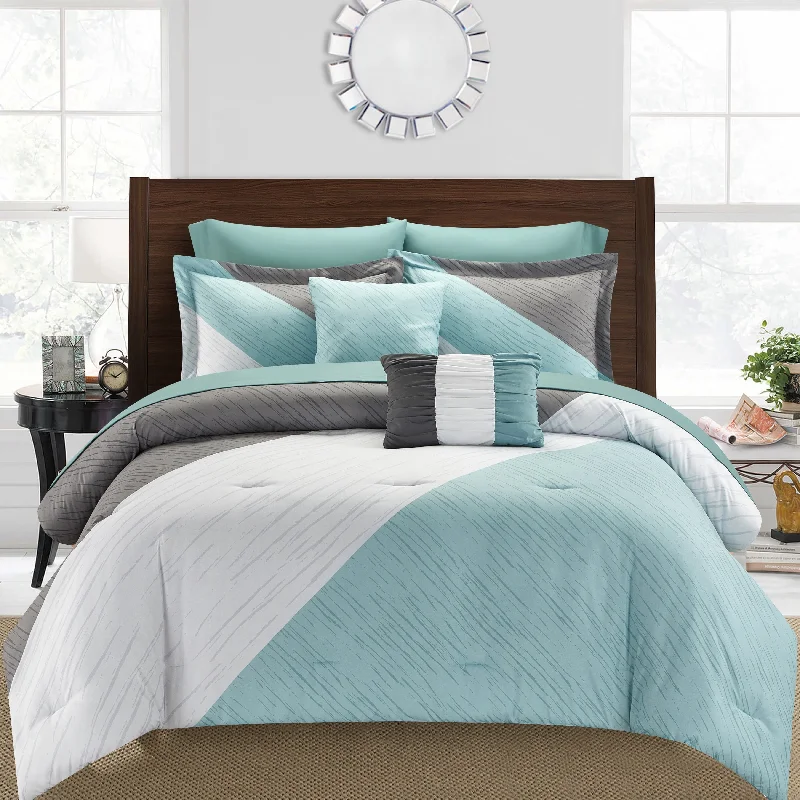 Queen - size comforters for standard queen - sized mattressesChic Home Naomé 9 Piece Color Block Design With Distressed Stripe Print Comforter Set Queen - size comforters for standard queen - sized mattressesChic Home Naomé 9 Piece Color Block Design With Distressed Stripe Print Comforter Set