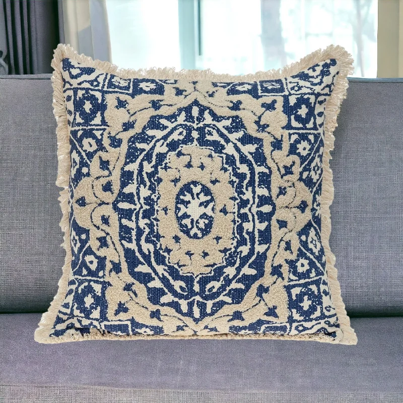 Decorative Pillows for Living Room MakeoverPlush Pillows for a Cozy BedBoho Garland Beige and Navy Blue Decorative Accent Pillow Decorative Pillows for Living Room MakeoverPlush Pillows for a Cozy BedBoho Garland Beige and Navy Blue Decorative Accent Pillow