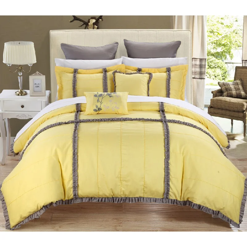 Bamboo - fiber - filled comforters with antibacterial and breathable qualitiesChic Home Legenda Yellow 7-piece Comforter Set Bamboo - fiber - filled comforters with antibacterial and breathable qualitiesChic Home Legenda Yellow 7-piece Comforter Set