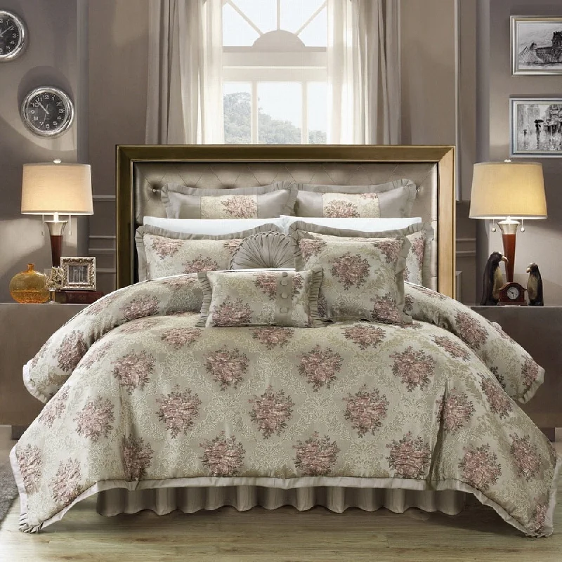 Cotton - filled comforters for a breathable and natural sleep experienceChic Home 9-Piece Zanotti Taupe Jacquard Luxury Comforter Set Cotton - filled comforters for a breathable and natural sleep experienceChic Home 9-Piece Zanotti Taupe Jacquard Luxury Comforter Set