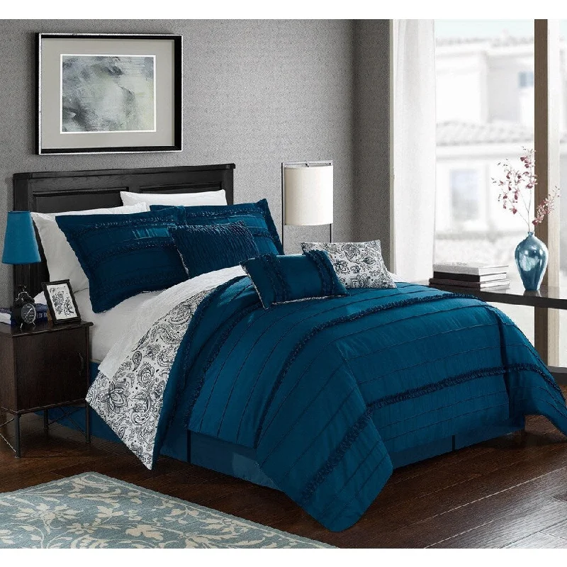 Goose down comforters known for their superior quality and insulationPorch & Den Denver Blue Comforter 7-piece Set Goose down comforters known for their superior quality and insulationPorch & Den Denver Blue Comforter 7-piece Set