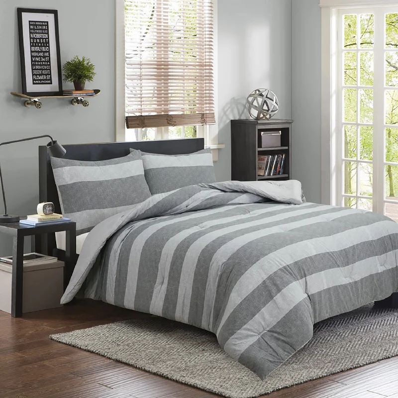 Cotton - filled comforters for a breathable and natural sleep experienceHerringbone Wide Striped Grey Comforter Set Cotton - filled comforters for a breathable and natural sleep experienceHerringbone Wide Striped Grey Comforter Set