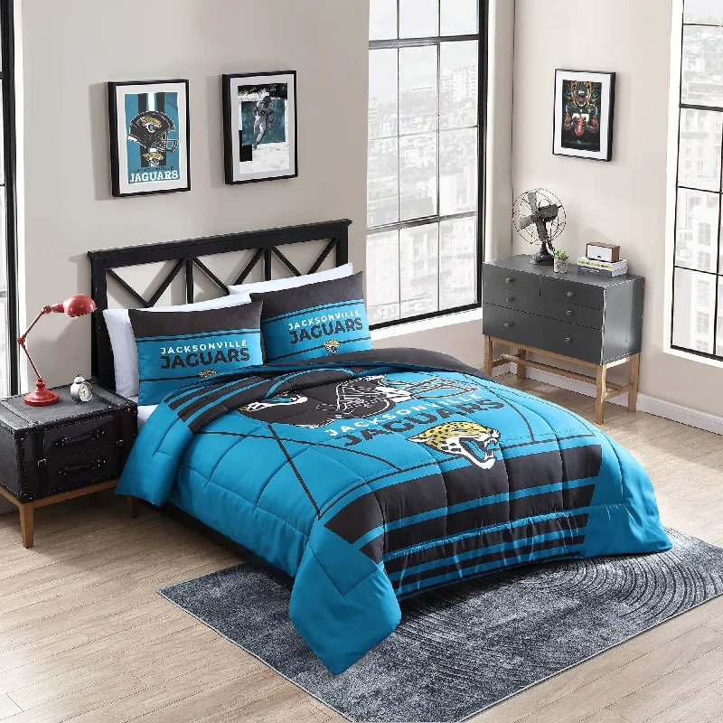 Cotton - filled comforters for a breathable and natural sleep experienceJacksonville Jaguars NFL Licensed "Crosser" Comforter & Sham Set Cotton - filled comforters for a breathable and natural sleep experienceJacksonville Jaguars NFL Licensed "Crosser" Comforter & Sham Set