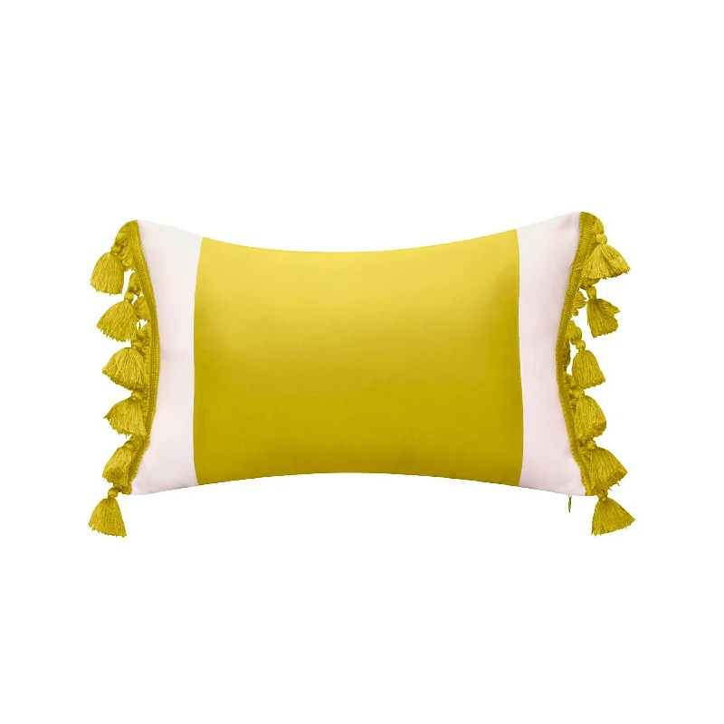 Adjustable Pillows for Customized ComfortHypoallergenic Pillows for Allergy SufferersIndoor/Outdoor Colorblock Tassel Lumbar Pillow Adjustable Pillows for Customized ComfortHypoallergenic Pillows for Allergy SufferersIndoor/Outdoor Colorblock Tassel Lumbar Pillow