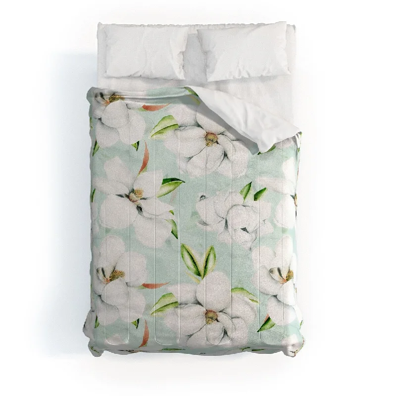 Cotton - filled comforters for a breathable and natural sleep experienceUtart Hygge Magnolia Watercolor Pastel Flowers Made To Order Full Comforter Cotton - filled comforters for a breathable and natural sleep experienceUtart Hygge Magnolia Watercolor Pastel Flowers Made To Order Full Comforter