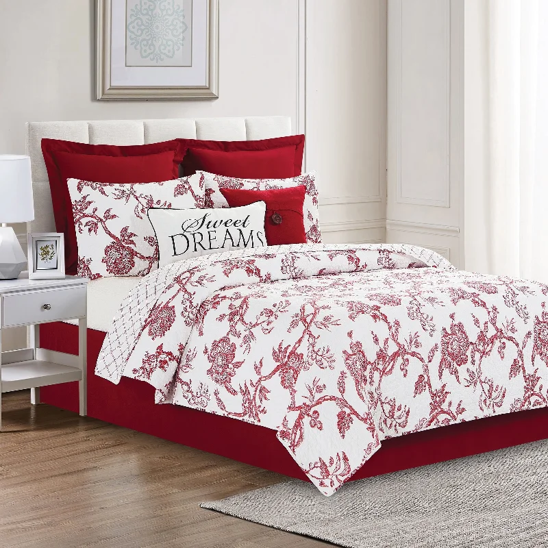 Cotton - filled comforters for a breathable and natural sleep experienceColonial Williamsburg Arcadia Crimson Red Twin Quilt Set Machine Washable Reversible Cotton Quilt Set Cotton - filled comforters for a breathable and natural sleep experienceColonial Williamsburg Arcadia Crimson Red Twin Quilt Set Machine Washable Reversible Cotton Quilt Set