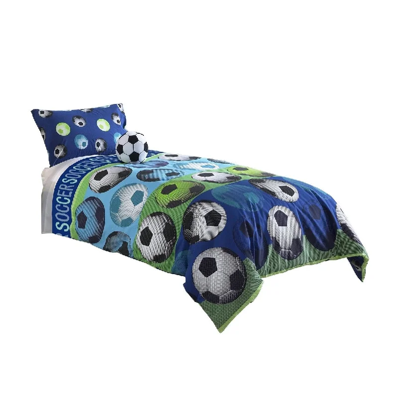 Silk - filled comforters for a luxurious and smooth touch3 Piece Twin Size Comforter Set with Soccer Theme, Multicolor Silk - filled comforters for a luxurious and smooth touch3 Piece Twin Size Comforter Set with Soccer Theme, Multicolor