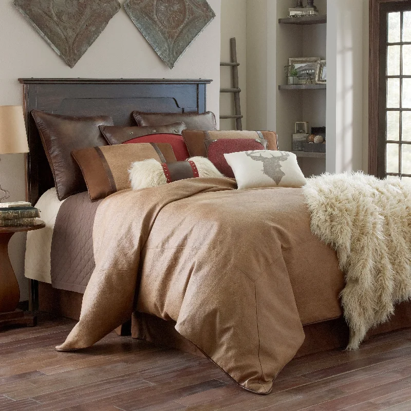 Duck down comforters with a softer feel and good warmth retentionPaseo Road by HiEnd Accents Brighton Faux Leather Comforter Set, 4PC Duck down comforters with a softer feel and good warmth retentionPaseo Road by HiEnd Accents Brighton Faux Leather Comforter Set, 4PC
