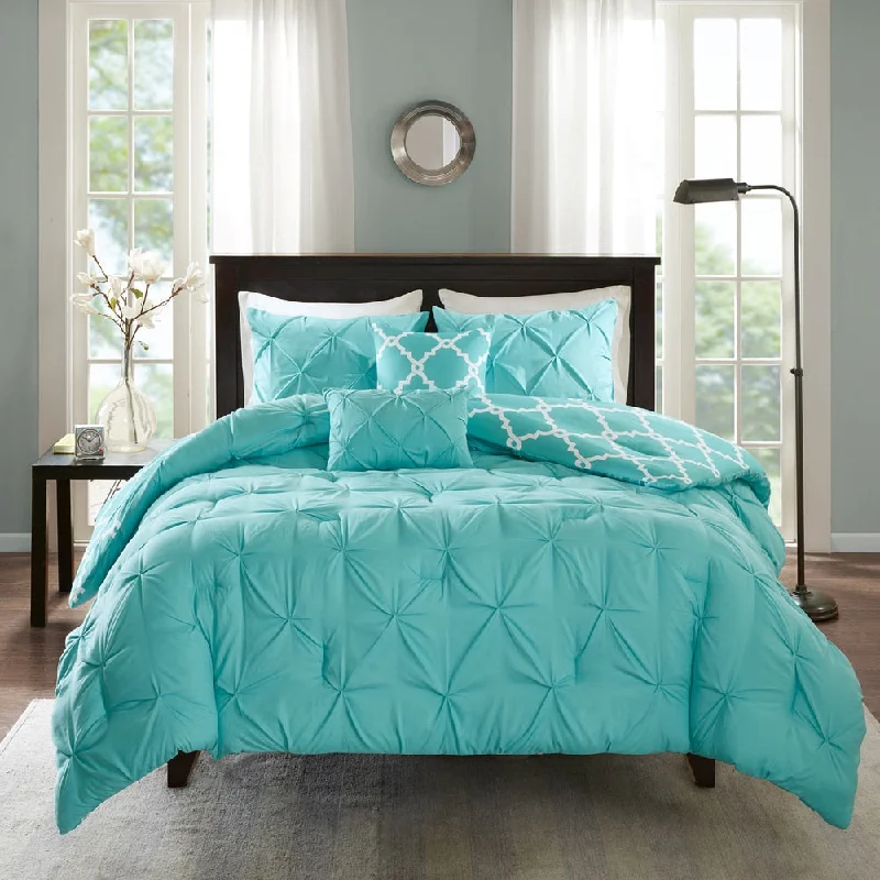 Down - filled comforters for supreme warmth and lightnessMadison Park Essentials Devin Aqua 5 Piece Reversible Comforter Set Down - filled comforters for supreme warmth and lightnessMadison Park Essentials Devin Aqua 5 Piece Reversible Comforter Set