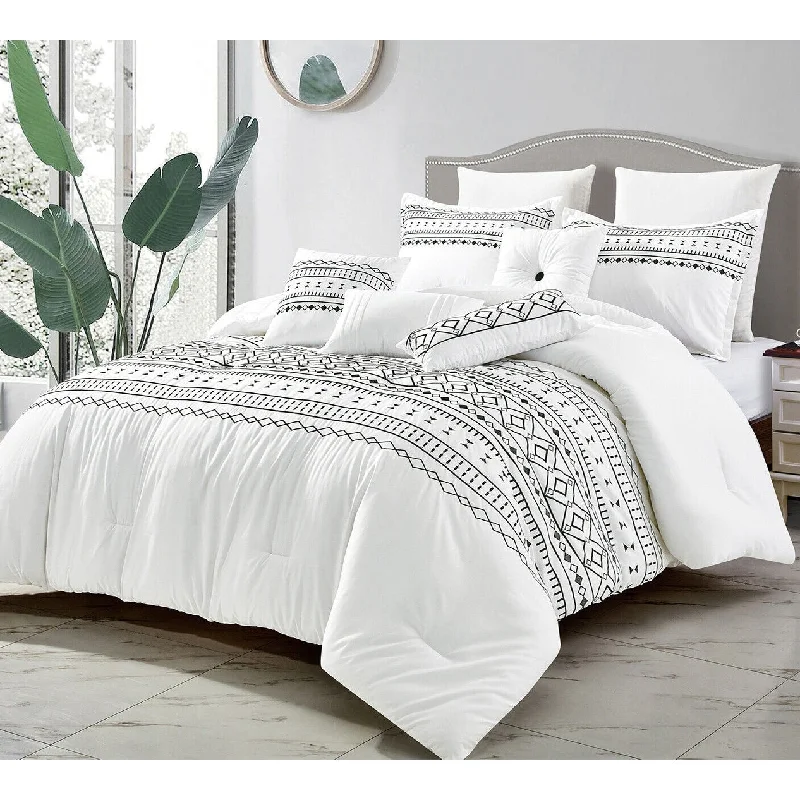Bamboo - fiber - filled comforters with antibacterial and breathable qualities7 Piece Set Comforter White Minimal Tribal Geometric Striped Soft Bedding Set Bamboo - fiber - filled comforters with antibacterial and breathable qualities7 Piece Set Comforter White Minimal Tribal Geometric Striped Soft Bedding Set
