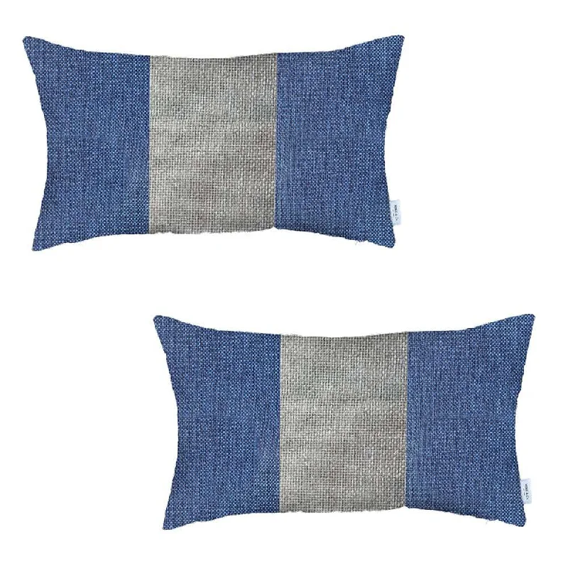 Plush Pillows for a Cozy BedTravel Pillows for Long JourneysSet Of 2 Blue And Ivory Lumbar Pillow Covers Plush Pillows for a Cozy BedTravel Pillows for Long JourneysSet Of 2 Blue And Ivory Lumbar Pillow Covers