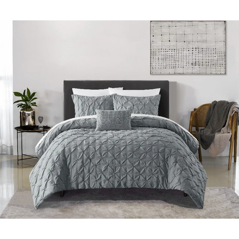 Synthetic - filled comforters like polyester for affordability and hypoallergenic propertiesChic Home Bradshaw 4 Piece pinch pleat pattern design Comforter Set Synthetic - filled comforters like polyester for affordability and hypoallergenic propertiesChic Home Bradshaw 4 Piece pinch pleat pattern design Comforter Set