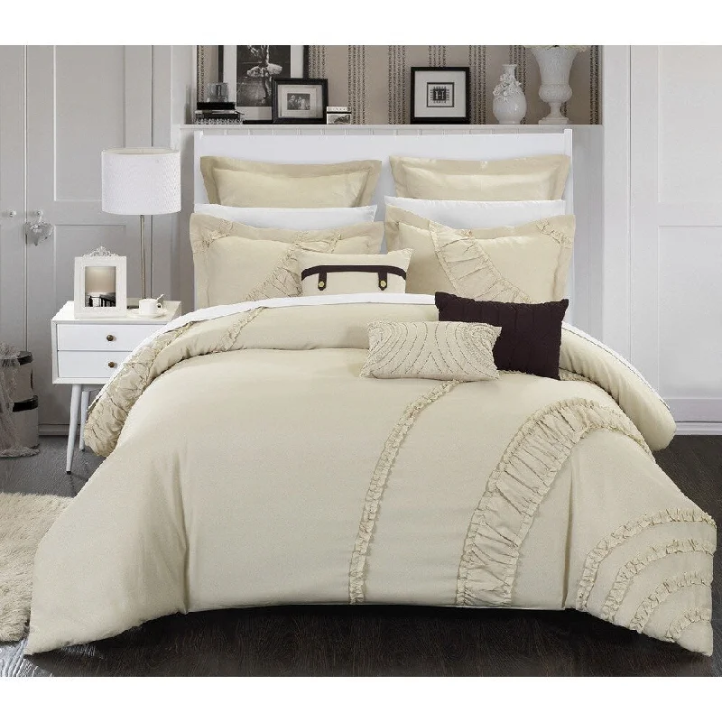 Queen - size comforters for standard queen - sized mattressesChic Home 8-Piece Dearly Oversized and Overfilled Beige Comforter Set Queen - size comforters for standard queen - sized mattressesChic Home 8-Piece Dearly Oversized and Overfilled Beige Comforter Set