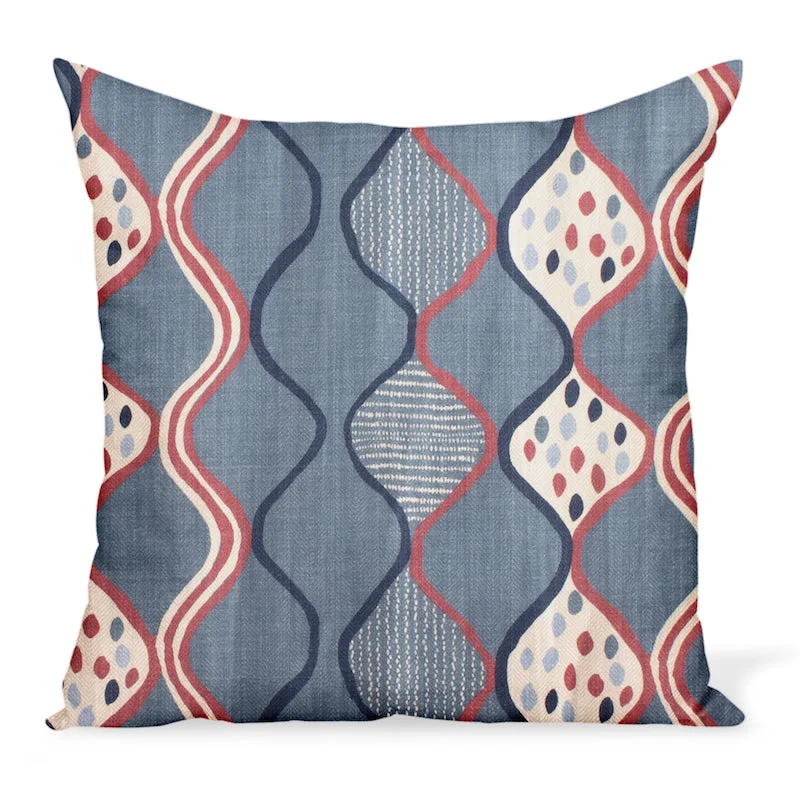 Velvet Pillows for a Touch of EleganceBolster Pillows for Sofa DecorationPeter Dunham Textiles Baltic Wave in Blue/Red Pillow Velvet Pillows for a Touch of EleganceBolster Pillows for Sofa DecorationPeter Dunham Textiles Baltic Wave in Blue/Red Pillow