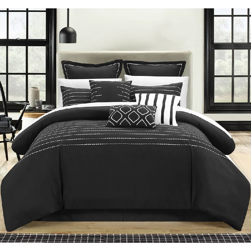 Wool - filled comforters with natural moisture - wicking and temperature - regulating featuresPorch & Den Highland Stitch Embroidered Black 9-piece Comforter Set Wool - filled comforters with natural moisture - wicking and temperature - regulating featuresPorch & Den Highland Stitch Embroidered Black 9-piece Comforter Set