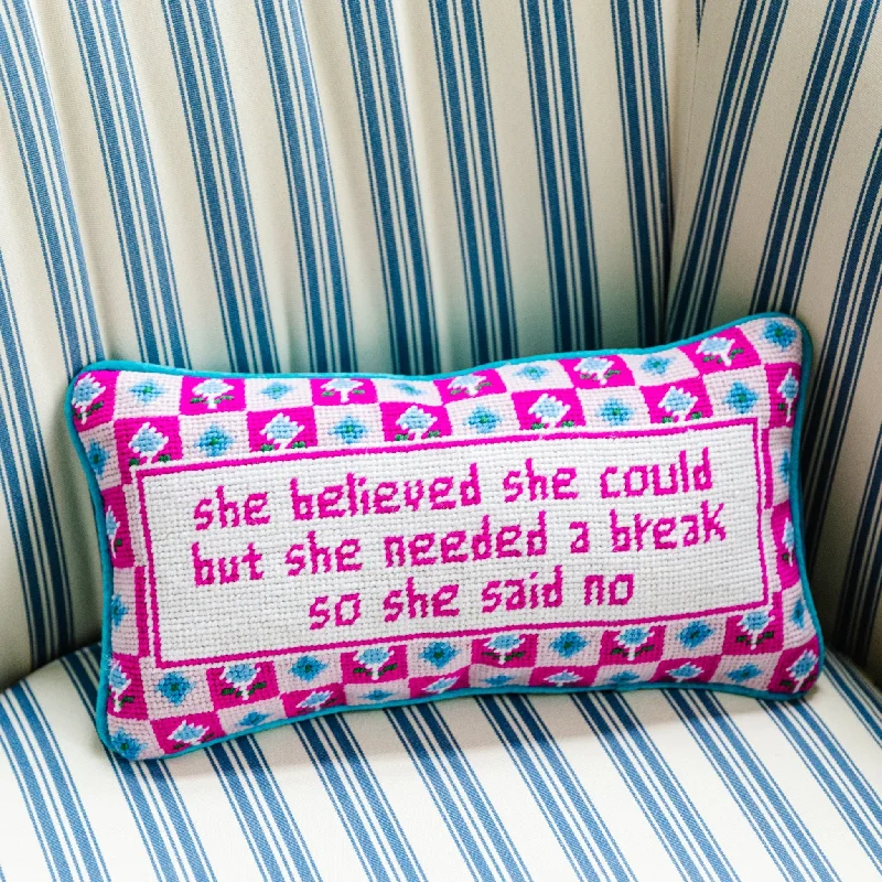 Back Support Pillows for Office ChairsAdjustable Pillows for Customized ComfortShe Needed a Break Needlepoint Pillow Back Support Pillows for Office ChairsAdjustable Pillows for Customized ComfortShe Needed a Break Needlepoint Pillow