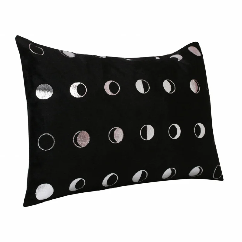 Back Support Pillows for Office ChairsRound Pillows for Boho-Style Interiors14" X 20" Black And Silver Polyester Geometric Zippered Pillow Back Support Pillows for Office ChairsRound Pillows for Boho-Style Interiors14" X 20" Black And Silver Polyester Geometric Zippered Pillow