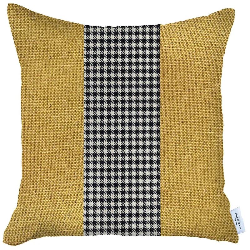 Square Pillows for Modern Home DecorVelvet Pillows for a Touch of Elegance18" X 18" Yellow And White Houndstooth Zippered Handmade Polyester Throw Pillow Cover Square Pillows for Modern Home DecorVelvet Pillows for a Touch of Elegance18" X 18" Yellow And White Houndstooth Zippered Handmade Polyester Throw Pillow Cover
