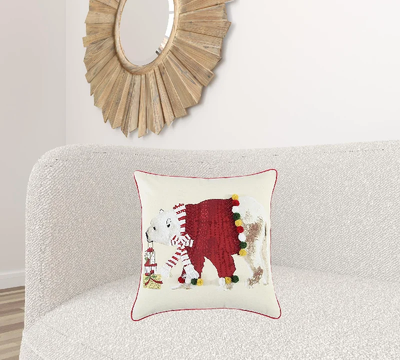 Cooling Pillows for Hot SleepersSoft and Fluffy Pillows for Bedroom ComfortRed Polar Bear Dimensional Throw Pillow