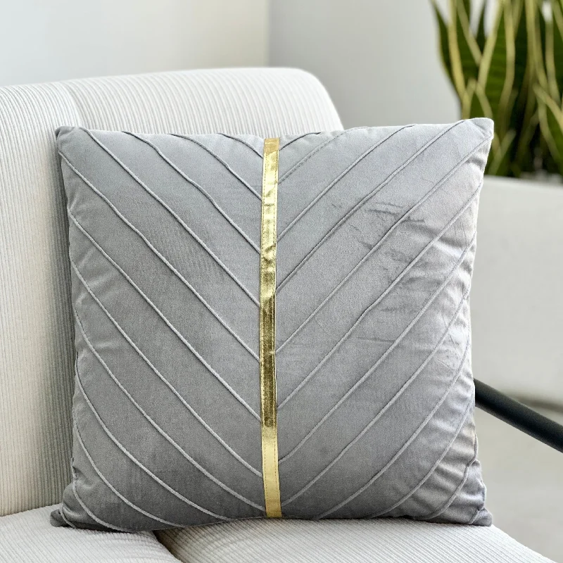 Silk Pillows for Smooth Skin and HairCotton Pillows for Natural ComfortPleated Gray Pillow Gold Stripe Silk Pillows for Smooth Skin and HairCotton Pillows for Natural ComfortPleated Gray Pillow Gold Stripe