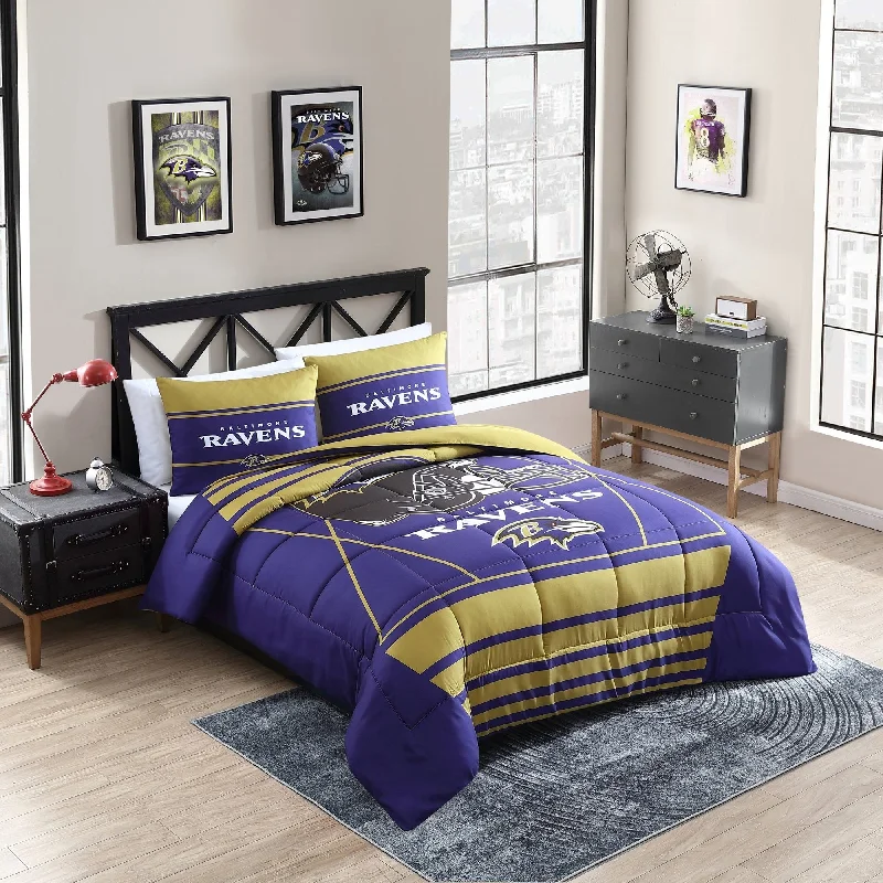Queen - size comforters for standard queen - sized mattressesBaltimore Ravens NFL Licensed "Crosser" Comforter & Sham Set Queen - size comforters for standard queen - sized mattressesBaltimore Ravens NFL Licensed "Crosser" Comforter & Sham Set