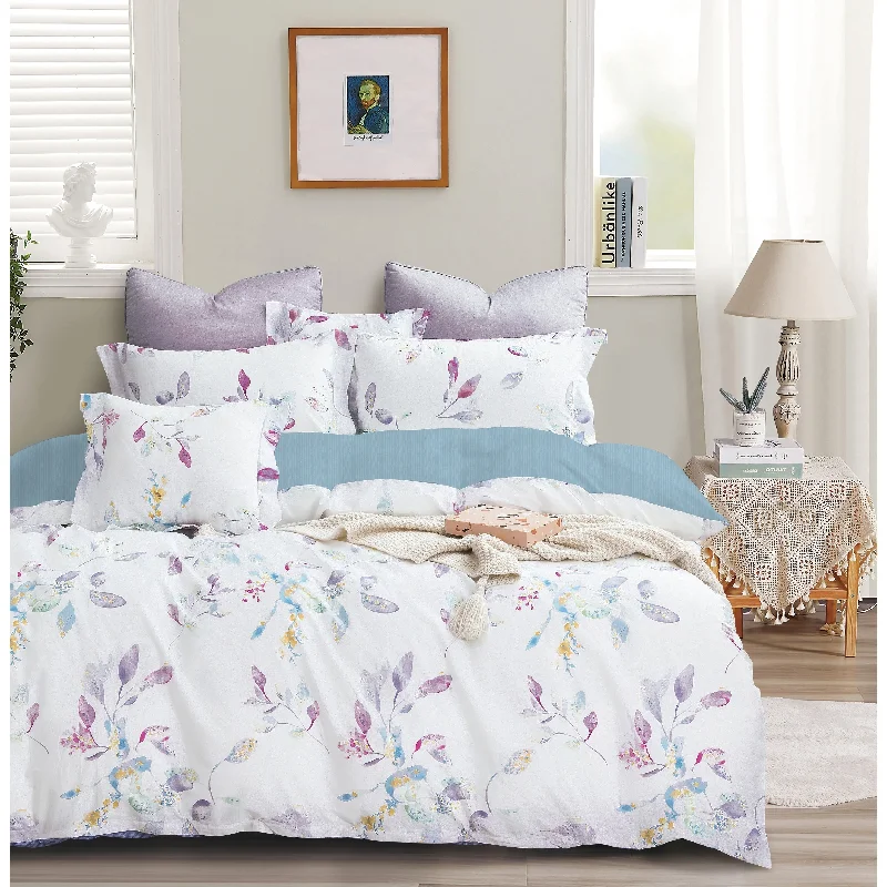 Latex - filled comforters with a bouncy texture and good supportCeline Purple/White Floral 100% Cotton Reversible Comforter Set Latex - filled comforters with a bouncy texture and good supportCeline Purple/White Floral 100% Cotton Reversible Comforter Set
