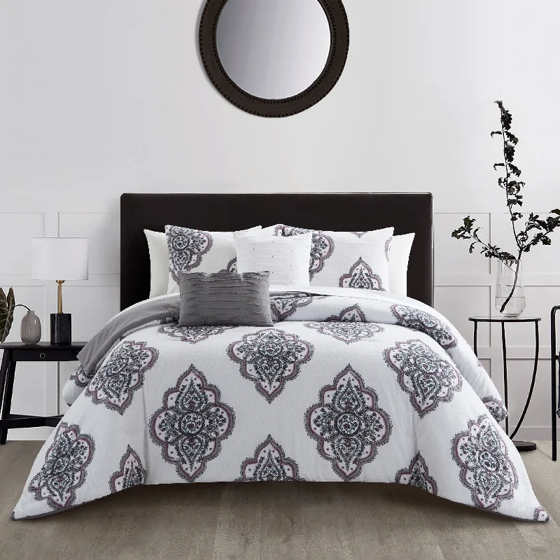 Microfiber - filled comforters that are lightweight and easy to care forChic Home Medi 5 Piece Cotton Jacquard Comforter Set Microfiber - filled comforters that are lightweight and easy to care forChic Home Medi 5 Piece Cotton Jacquard Comforter Set