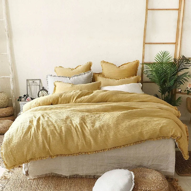 Silk - filled comforters for a luxurious and smooth touchDouble Layered Cotton Gauze Ultra Soft 3 PC Comforter Bedding Set Silk - filled comforters for a luxurious and smooth touchDouble Layered Cotton Gauze Ultra Soft 3 PC Comforter Bedding Set