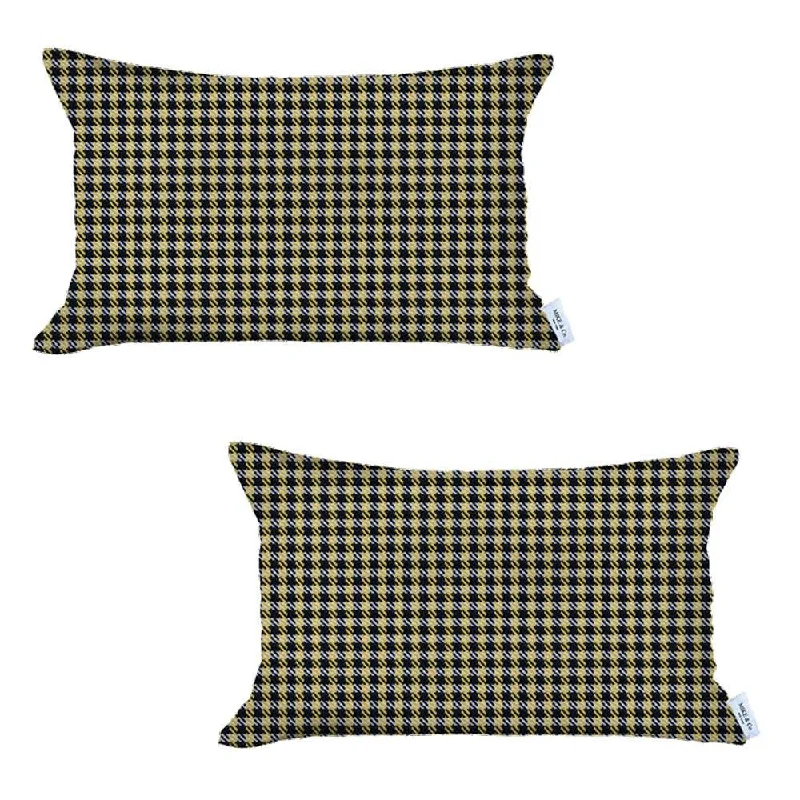 Lumbar Support Pillows for Car SeatsBack Support Pillows for Office ChairsSet of Two 12" X 20" Yellow and Black Houndstooth Polyester Zippered Pillow Cover Lumbar Support Pillows for Car SeatsBack Support Pillows for Office ChairsSet of Two 12" X 20" Yellow and Black Houndstooth Polyester Zippered Pillow Cover