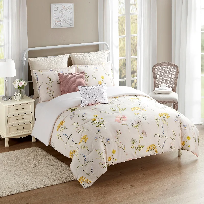 Wool - filled comforters with natural moisture - wicking and temperature - regulating featuresMazie Flowers 7 Piece Floral Comforter Set Wool - filled comforters with natural moisture - wicking and temperature - regulating featuresMazie Flowers 7 Piece Floral Comforter Set