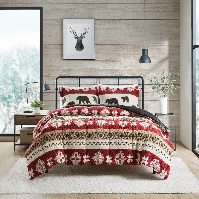 King - size comforters to fit large king - sized beds perfectlyWoolrich Tunbridge Red/Black Print Sherpa Comforter Set King - size comforters to fit large king - sized beds perfectlyWoolrich Tunbridge Red/Black Print Sherpa Comforter Set