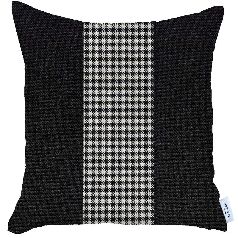 Kids Pillows with Fun DesignsHypoallergenic Pillows for Allergy Sufferers18" X 18" Black And White Houndstooth Zippered Handmade Polyester Throw Pillow Cover