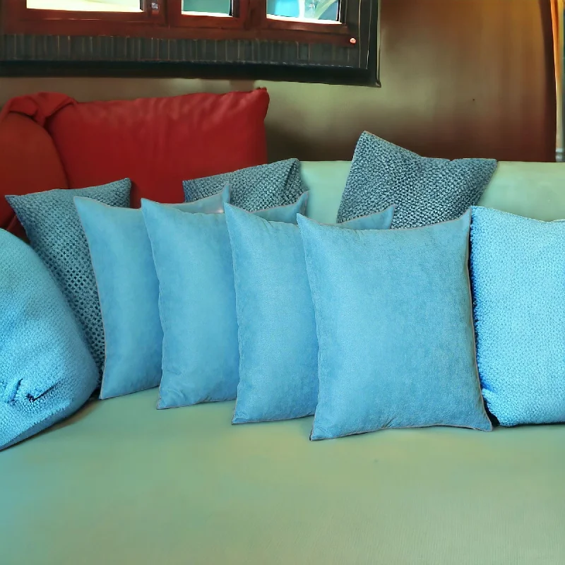 Back Support Pillows for Office ChairsVelvet Pillows for a Touch of EleganceSet Of Four 20" X 20" Sky Blue Polyester Zippered Pillow Cover Back Support Pillows for Office ChairsVelvet Pillows for a Touch of EleganceSet Of Four 20" X 20" Sky Blue Polyester Zippered Pillow Cover