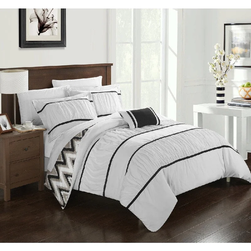 Synthetic - filled comforters like polyester for affordability and hypoallergenic propertiesChic Home 4-Piece Brooks White Comforter Set Synthetic - filled comforters like polyester for affordability and hypoallergenic propertiesChic Home 4-Piece Brooks White Comforter Set