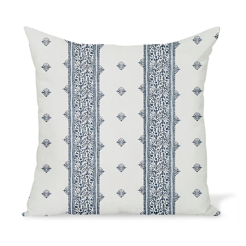 Soft and Fluffy Pillows for Bedroom ComfortRound Pillows for Boho-Style InteriorsPeter Dunham Textiles Outdoor Fez in Blue on White Pillow Soft and Fluffy Pillows for Bedroom ComfortRound Pillows for Boho-Style InteriorsPeter Dunham Textiles Outdoor Fez in Blue on White Pillow