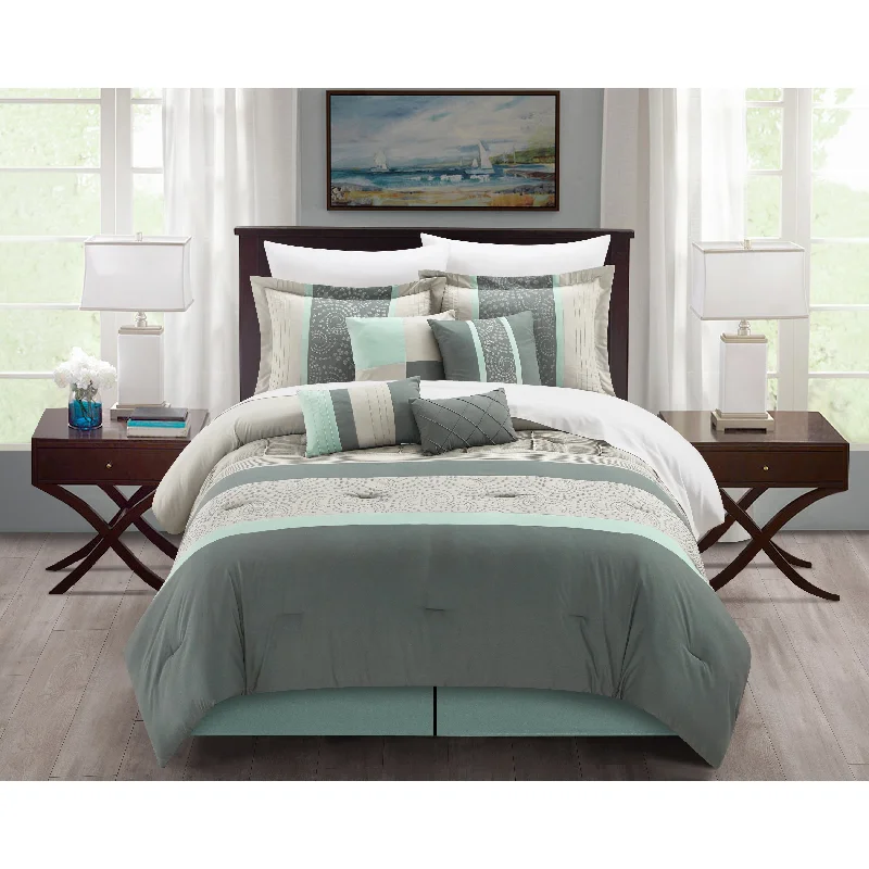 Queen - size comforters for standard queen - sized mattressesChic Home Euphrasia 8 Piece Comforter Set Embroidered Pintuck Bedding - Bed Skirt Decorative Pillows Shams Included Queen - size comforters for standard queen - sized mattressesChic Home Euphrasia 8 Piece Comforter Set Embroidered Pintuck Bedding - Bed Skirt Decorative Pillows Shams Included