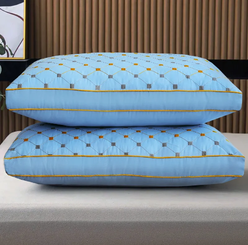 Bolster Pillows for Sofa DecorationSilk Pillows for Smooth Skin and HairEmbroidered Filled Pillows Pack of 2-Sky blue Bolster Pillows for Sofa DecorationSilk Pillows for Smooth Skin and HairEmbroidered Filled Pillows Pack of 2-Sky blue