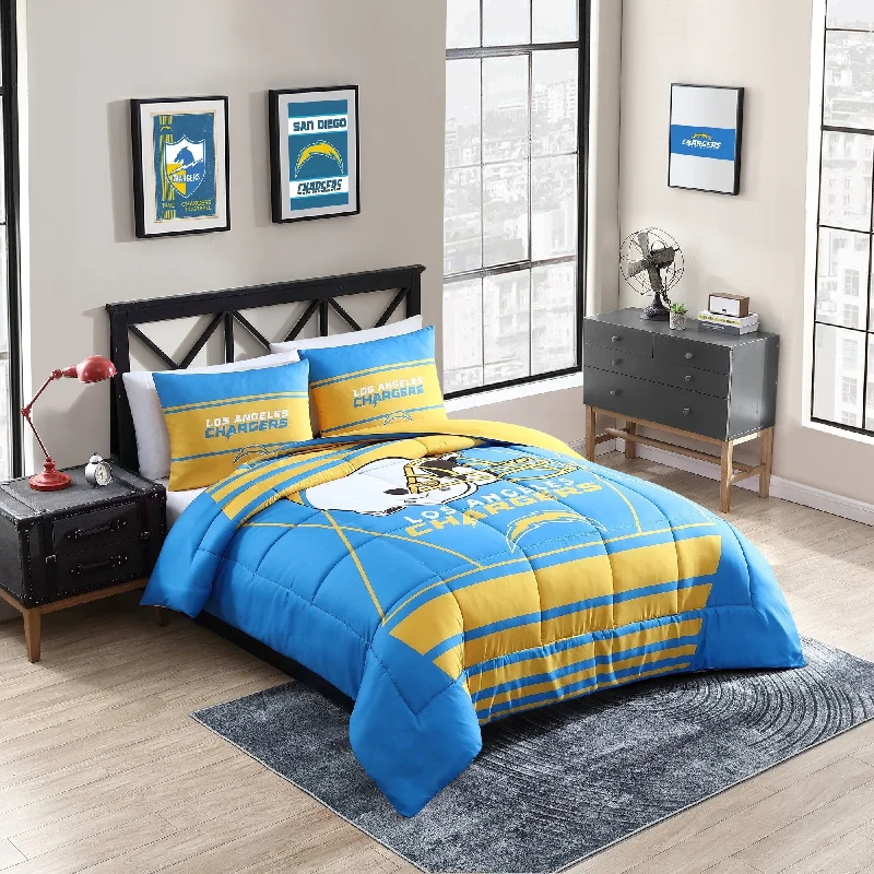 Goose down comforters known for their superior quality and insulationLos Angeles Chargers NFL Licensed "Crosser" Comforter & Sham Set Goose down comforters known for their superior quality and insulationLos Angeles Chargers NFL Licensed "Crosser" Comforter & Sham Set