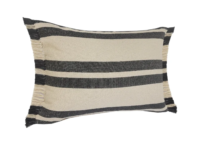 Cotton Pillows for Natural ComfortRound Pillows for Boho-Style Interiors16" X 24" Gray And White 100% Cotton Striped Zippered Pillow Cotton Pillows for Natural ComfortRound Pillows for Boho-Style Interiors16" X 24" Gray And White 100% Cotton Striped Zippered Pillow