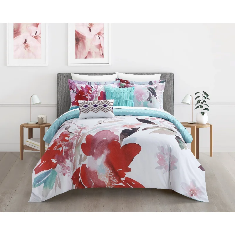 Full - size comforters suitable for full - sized beds in guest rooms or small bedroomsChic Home Wally 5 Piece Floral Reversible Comforter Set Full - size comforters suitable for full - sized beds in guest rooms or small bedroomsChic Home Wally 5 Piece Floral Reversible Comforter Set