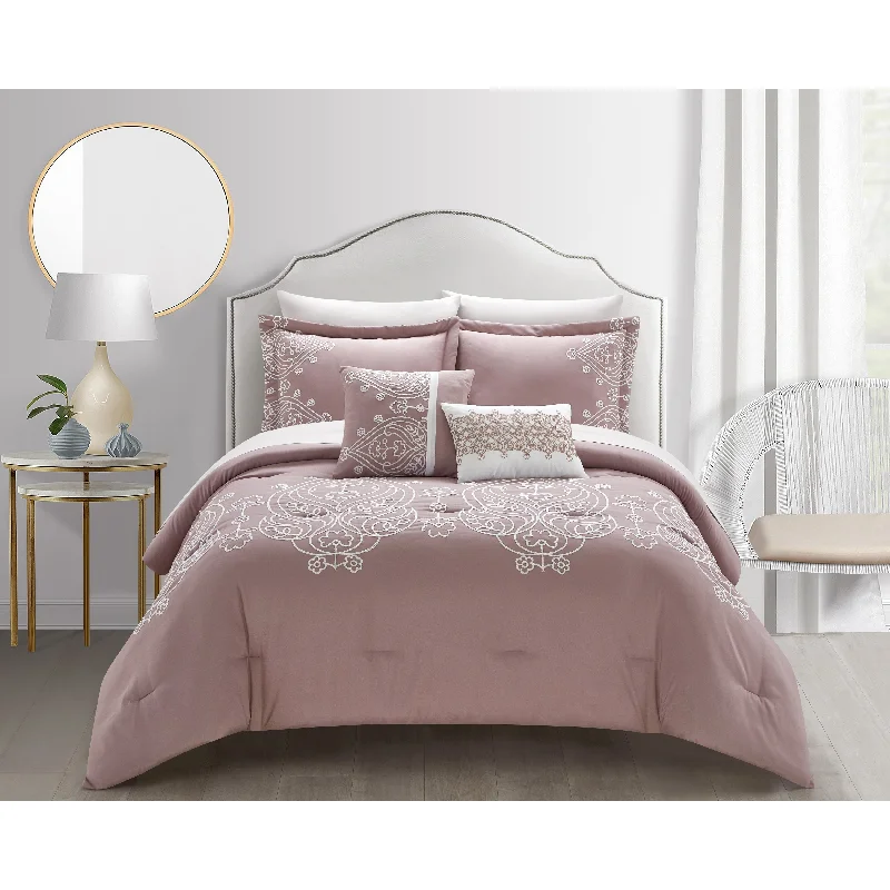 Full - size comforters suitable for full - sized beds in guest rooms or small bedroomsChic Home Mimi 5 Piece Scroll Embroidered Bedding Comforter Set Full - size comforters suitable for full - sized beds in guest rooms or small bedroomsChic Home Mimi 5 Piece Scroll Embroidered Bedding Comforter Set