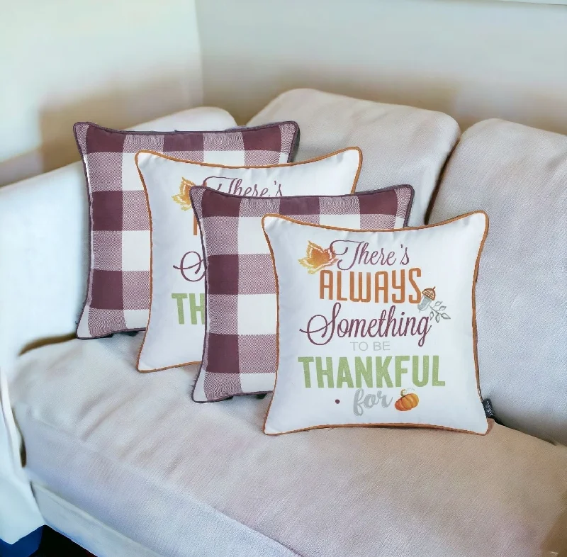 Cotton Pillows for Natural ComfortRound Pillows for Boho-Style InteriorsSet of Four 18" X 18" Orange and White Thanksgiving Polyester Pillow Covers Cotton Pillows for Natural ComfortRound Pillows for Boho-Style InteriorsSet of Four 18" X 18" Orange and White Thanksgiving Polyester Pillow Covers