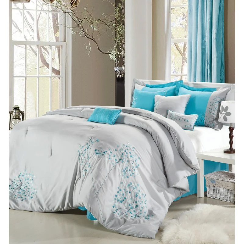 Bamboo - fiber - filled comforters with antibacterial and breathable qualitiesPorch & Den Phinney Embroidered Grey 8-piece Comforter Set